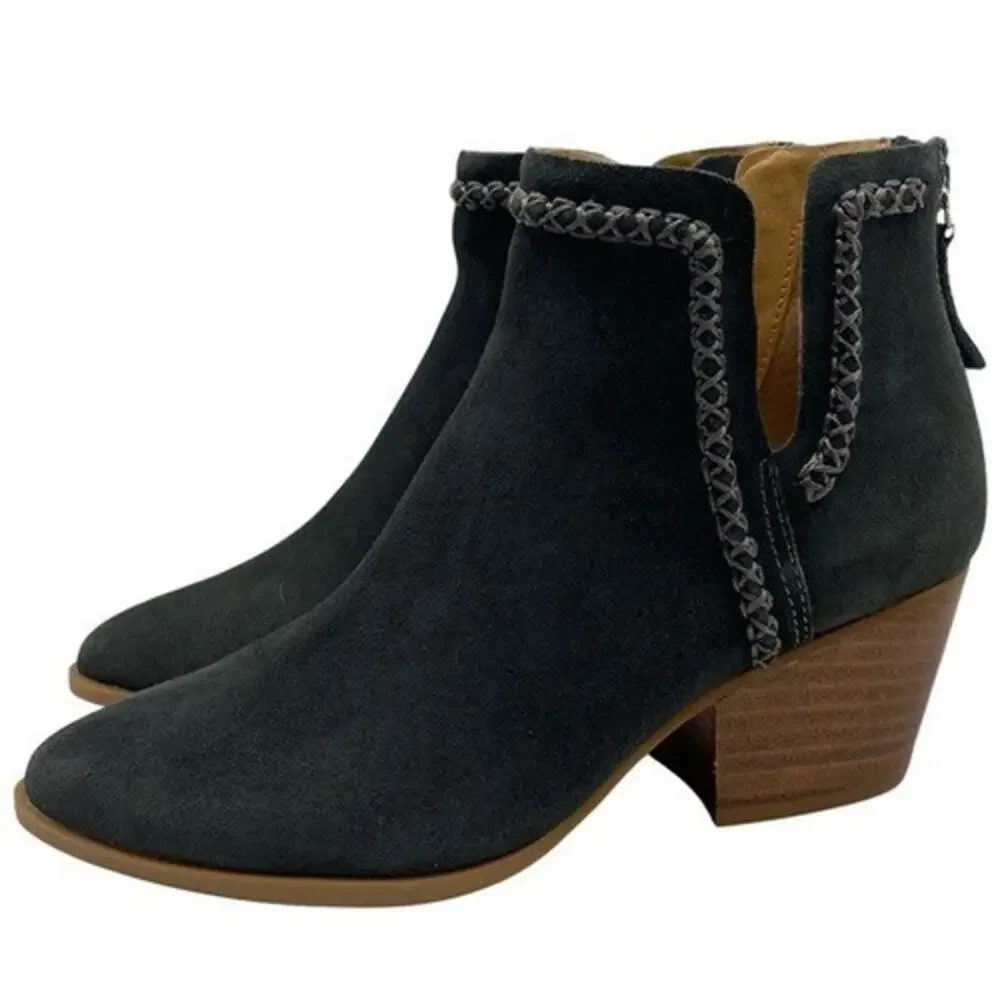 Black DV8 by Dolce Vita Western Silver Stitched Ankle Booties